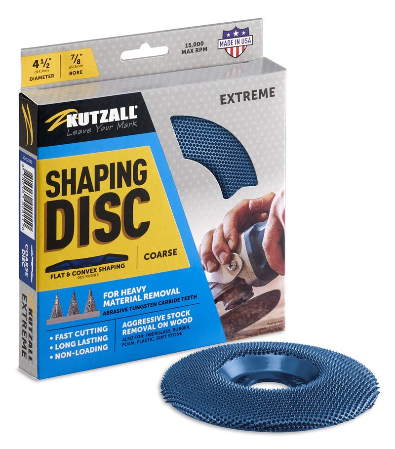 Kutzall Extreme Shaping Disc - Coarse, 4-1â„2" (114.3mm) Diameter X 7â„8" (22.2mm) Bore - Woodworking Angle Grinder Attachment for DeWalt, Bosch, Milwaukee. Abrasive Tungsten Carbide, SD412X90 - Image 1